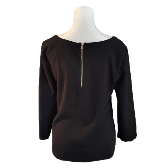 Ann Taylor white crotchet lace front, 1/2 zippered back, long sleeve blouse Sz 2 - Picture 2 of 9